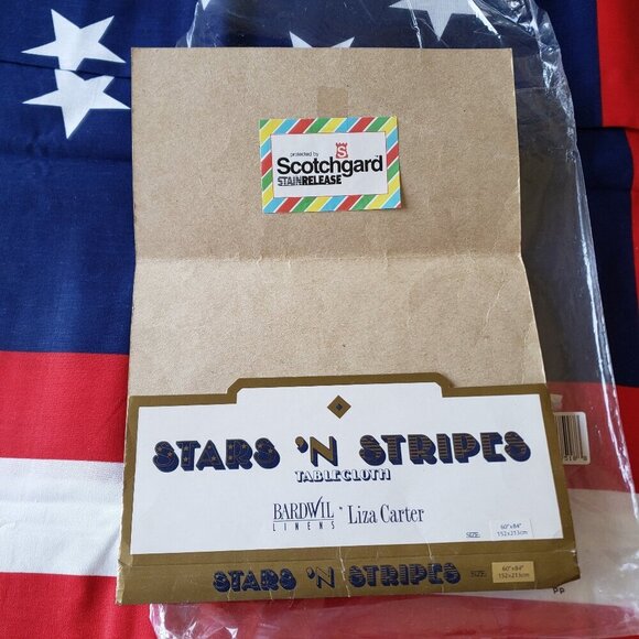 Bardwil Linens Red White Blue Oblong Tablecloth 60 x 84 American Flag Cotton - Picture 2 of 4